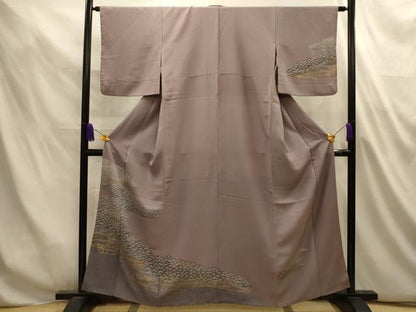 平和屋着物■訪問着　駒刺繍　浜松文　暈し染め　金彩　正絹　逸品　AABL4908sx