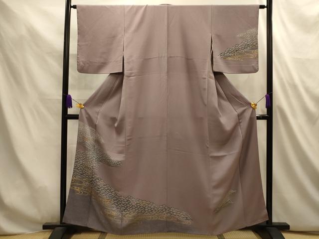 平和屋着物■訪問着　駒刺繍　浜松文　暈し染め　金彩　正絹　逸品　AABL4908sx