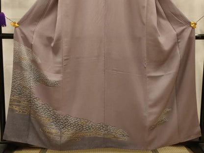 平和屋着物■訪問着　駒刺繍　浜松文　暈し染め　金彩　正絹　逸品　AABL4908sx