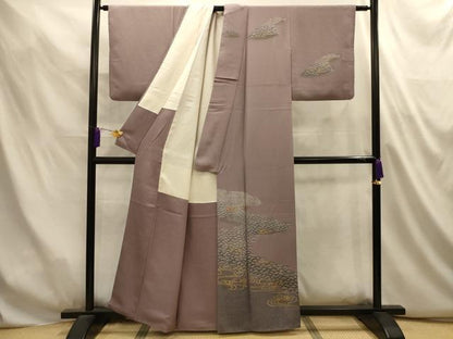 平和屋着物■訪問着　駒刺繍　浜松文　暈し染め　金彩　正絹　逸品　AABL4908sx