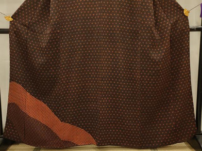 平和屋着物■訪問着　麻の葉文様　黒地　鬼しぼ縮緬　正絹　逸品　AABL4909sx