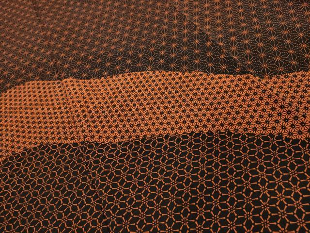 平和屋着物■訪問着　麻の葉文様　黒地　鬼しぼ縮緬　正絹　逸品　AABL4909sx