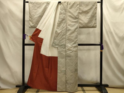 平和屋着物■本場大島紬　染大島　霞菱文　正絹　逸品　AABL4910sx