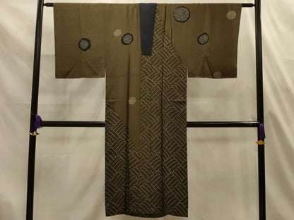 平和屋着物■男性　長襦袢　袷　絞り　幾何学文様　正絹　逸品　AABL4916sx