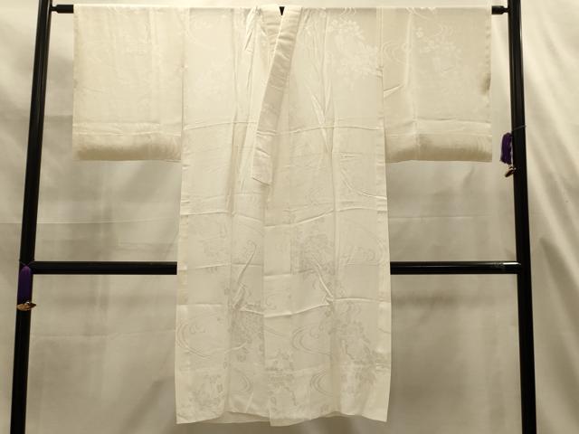 平和屋着物■長襦袢　無双仕立て　流水地紙花文　白色　正絹　逸品　AABL4921sx