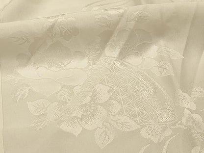 平和屋着物■長襦袢　無双仕立て　流水地紙花文　白色　正絹　逸品　AABL4921sx