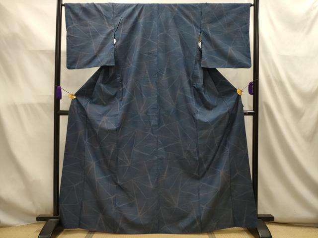 平和屋着物■上質な紬　幾何学文様　正絹　逸品　AABL4923sx