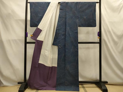 平和屋着物■上質な紬　幾何学文様　正絹　逸品　AABL4923sx