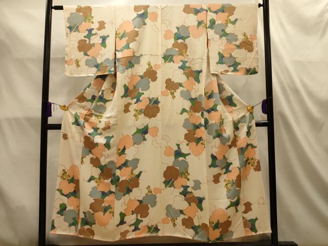 平和屋着物■上質な小紋　葡萄蔦の葉文　正絹　逸品　AABL4926sx