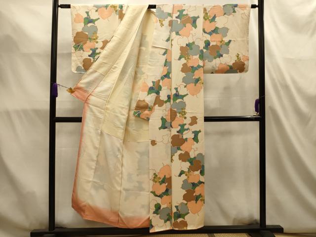 平和屋着物■上質な小紋　葡萄蔦の葉文　正絹　逸品　AABL4926sx