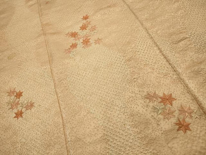 平和屋着物■訪問着　絞り　刺繍　立涌楓文　正絹　逸品　AABL4927sx