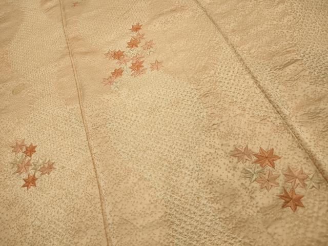 平和屋着物■訪問着　絞り　刺繍　立涌楓文　正絹　逸品　AABL4927sx