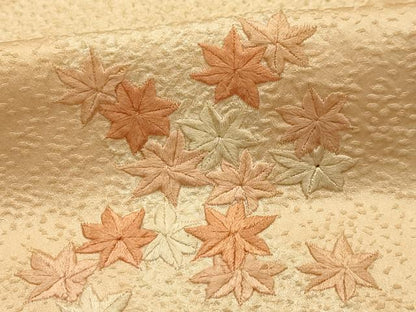 平和屋着物■訪問着　絞り　刺繍　立涌楓文　正絹　逸品　AABL4927sx