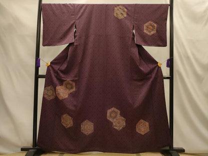平和屋着物■訪問着　亀甲花文　金彩　正絹　逸品　AABL4931sx