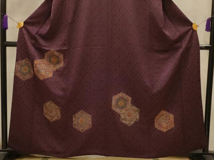 平和屋着物■訪問着　亀甲花文　金彩　正絹　逸品　AABL4931sx