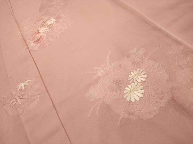 平和屋着物■訪問着　刺繍　雪輪花地紋　正絹　逸品　AABL4932sx