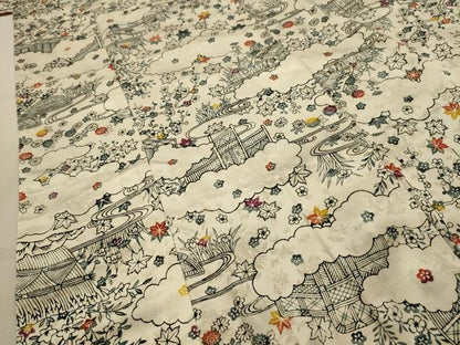 平和屋着物■上質な小紋　型染め　流水花風景文　正絹　逸品　AABL4934sx