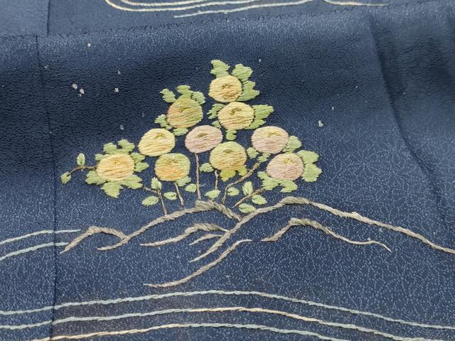 平和屋着物■豪華色留袖　刺繍　流水花文　金糸　正絹　逸品　AABL4935sx