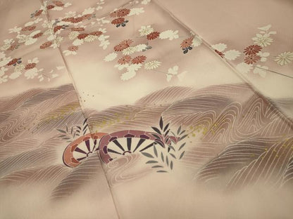平和屋着物■訪問着　立波片輪車花文　暈し染め　金彩　正絹　逸品　AABL4936sx