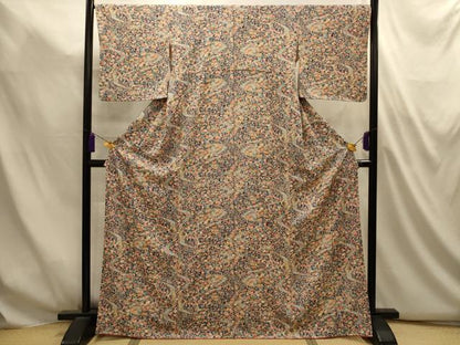 平和屋着物■上質な小紋　流水花文　正絹　逸品　AABL4939sx