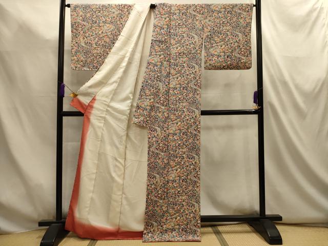 平和屋着物■上質な小紋　流水花文　正絹　逸品　AABL4939sx