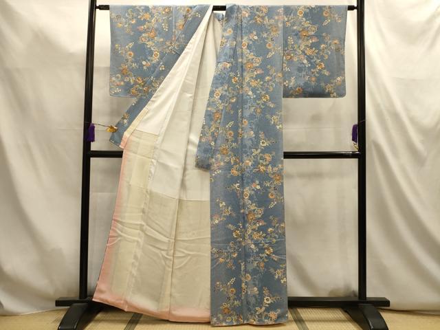 平和屋着物■上質な小紋　更紗花文　金彩　正絹　逸品　AABL4940sx
