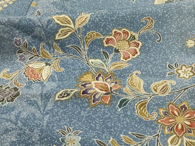 平和屋着物■上質な小紋　更紗花文　金彩　正絹　逸品　AABL4940sx
