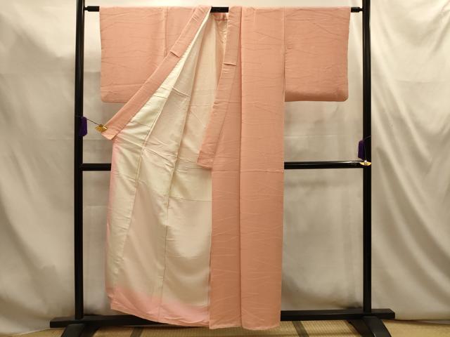 平和屋着物■上質な色無地　幾何学地紋　赤香色　正絹　逸品　AABL4943sx