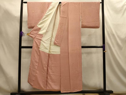 平和屋着物■上質な色無地　雲地紋　一斤染色　正絹　逸品　AABL4945sx
