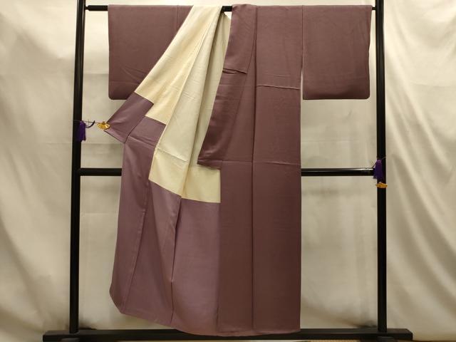 平和屋着物■上質な色無地　雲地紋　煤竹色　正絹　逸品　AABL4947sx