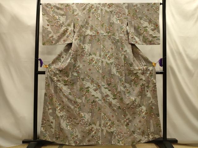 平和屋着物■上質な小紋　草花文　金彩　やまと誂製　正絹　逸品　AABL4949sx