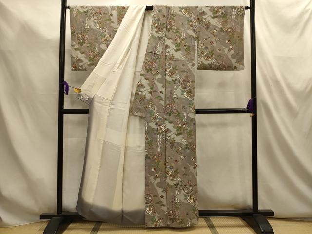 平和屋着物■上質な小紋　草花文　金彩　やまと誂製　正絹　逸品　AABL4949sx