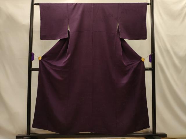 平和屋着物■上質な色無地　流水花地紋　似せ紫色　正絹　逸品　AABL4951sx
