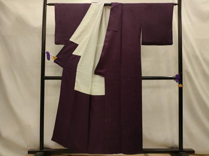 平和屋着物■上質な色無地　流水花地紋　似せ紫色　正絹　逸品　AABL4951sx