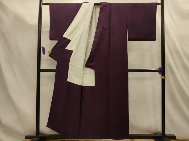 平和屋着物■上質な色無地　流水花地紋　似せ紫色　正絹　逸品　AABL4951sx