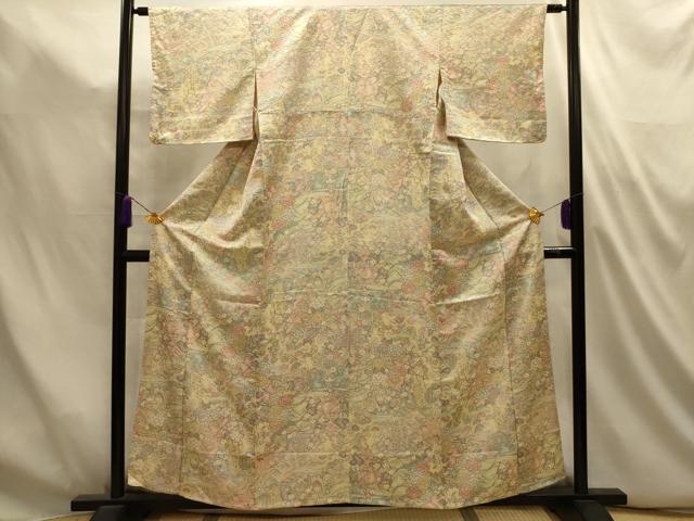 平和屋着物■上質な小紋　草花文　正絹　逸品　AABL4952sx