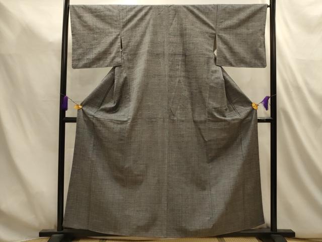 平和屋着物■上質な紬　格子　正絹　逸品　AABL4954sx