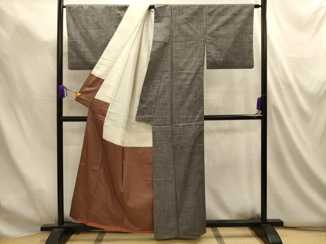 平和屋着物■上質な紬　格子　正絹　逸品　AABL4954sx