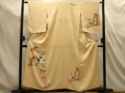 平和屋着物■訪問着　笹竹楓文　暈し染め　金糸　金彩　正絹　逸品　AABL4955sx