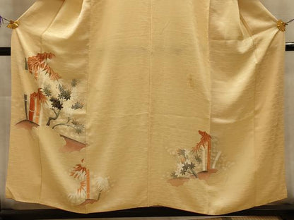 平和屋着物■訪問着　笹竹楓文　暈し染め　金糸　金彩　正絹　逸品　AABL4955sx