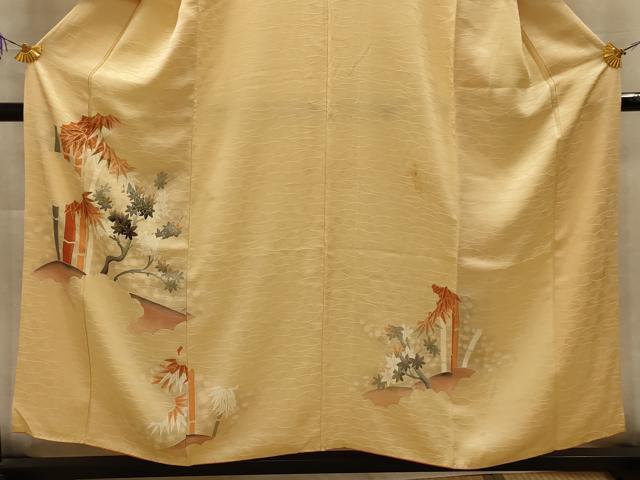 平和屋着物■訪問着　笹竹楓文　暈し染め　金糸　金彩　正絹　逸品　AABL4955sx