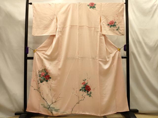 平和屋着物■訪問着　流水枝花文　銀彩　正絹　逸品　AABL4956sx
