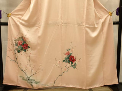 平和屋着物■訪問着　流水枝花文　銀彩　正絹　逸品　AABL4956sx