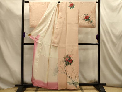 平和屋着物■訪問着　流水枝花文　銀彩　正絹　逸品　AABL4956sx
