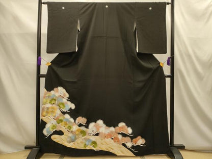 平和屋着物■豪華黒留袖　刺繍　浜松文　金銀糸　正絹　逸品　AABL4957sx