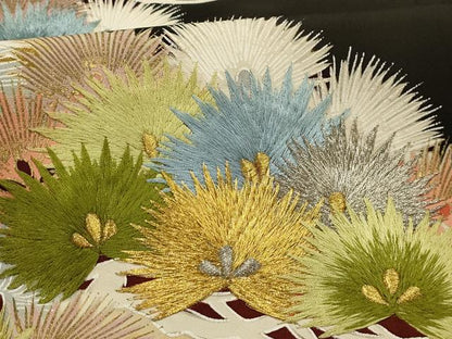 平和屋着物■豪華黒留袖　刺繍　浜松文　金銀糸　正絹　逸品　AABL4957sx
