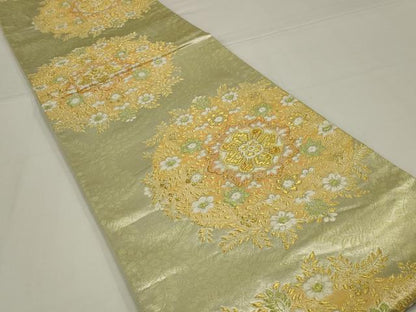 平和屋着物◎六通柄袋帯　正倉院花文　金銀糸　正絹　逸品　AABL5008ou