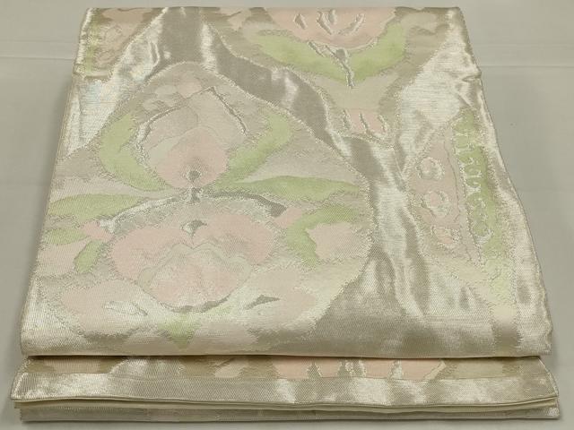 平和屋着物◎六通柄袋帯　花菱文　銀糸　正絹　逸品　AABL5011ou