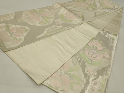 平和屋着物◎六通柄袋帯　花菱文　銀糸　正絹　逸品　AABL5011ou