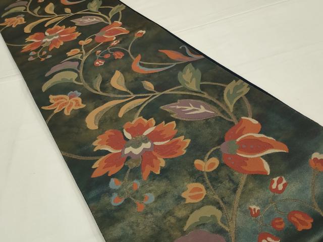 平和屋着物◎六通柄袋帯　更紗花文　金糸　引箔　正絹　逸品　AABL5013ou